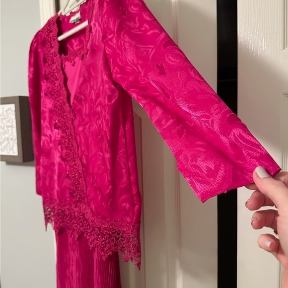 Vintage After Dark Pink Slip Dress and Jacket - Picture 15 of 16